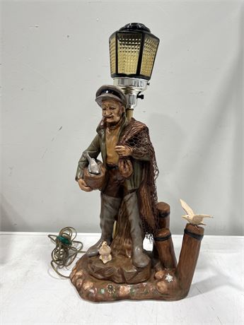 VINTAGE FISHERMAN LAMP - WORKS (2ft tall)