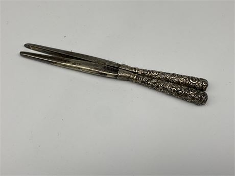 EARLY 1900s STERLING HANDLED TONGS