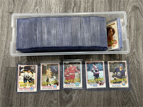 BOX OF 1981/82 NHL CARDS IN TOP LOADERS