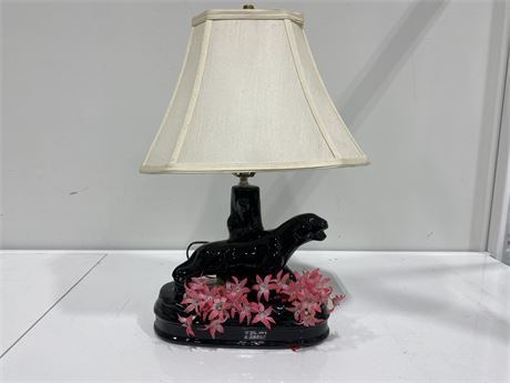 VINTAGE CERAMIC BLACK PANTHER LAMP