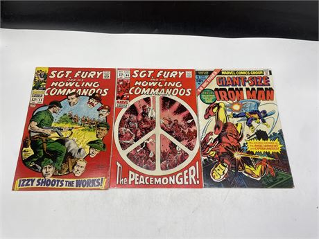 2 SGT. FURY AND HIS HOWLING COMMANDOS COMICS - #54, & #64 + GIANT-SIZE IRON MAN-