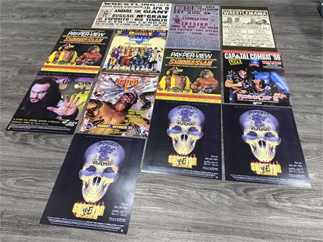 12 WRESTLING POSTERS (17”x11”)