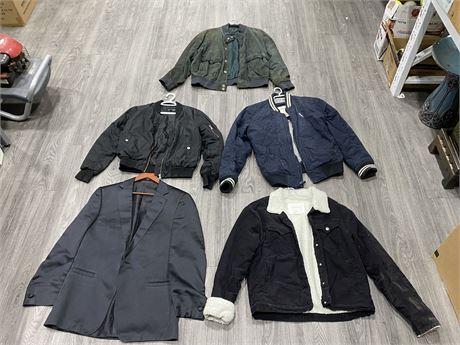 LOT OF 5 MENS JACKETS - SEE PICS FOR SIZES