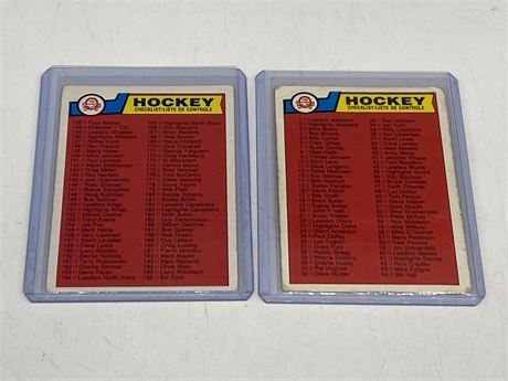 (2) 1983 UNMARKED OPC NHL CHECKLISTS