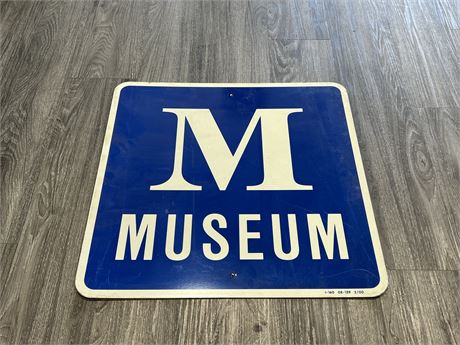 VINTAGE MUSEUM METAL ROAD SIGN - 2’x2’
