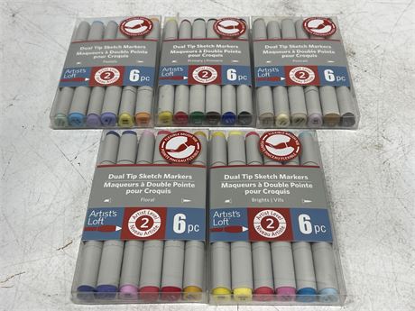 5 NEW PACKS DUAL TIP SKETCH MARKERS