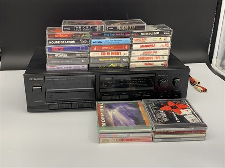 KENWOOD MUSIC PLAYER W/CASSETTES & CDs