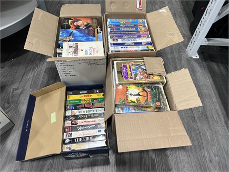 4 BOXES OF VHS TAPES