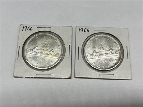 (2) 1966 CANADIAN SILVER DOLLARS
