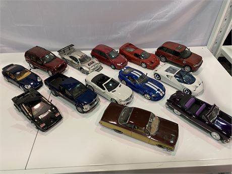 13 DIE CAST LARGE COLLECTABLE CARS