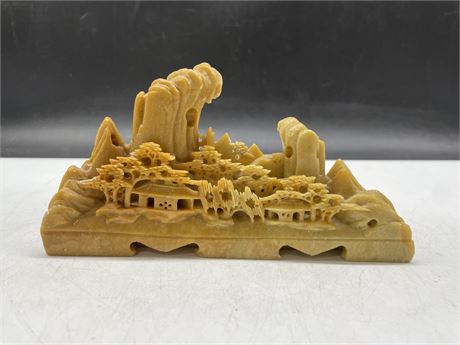CHINESE CARVED STONE SCENERY 7”x4”
