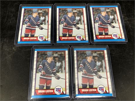5 BRIAN LEETCH ROOKIE CARDS
