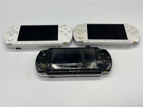 3 PSP CONSOLES - NO CORDS / UNTESTED (AS IS)