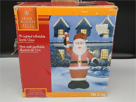 NEW HOME ACCENTS 7FT LIGHTED INFLATABLE SANTA CLAUS