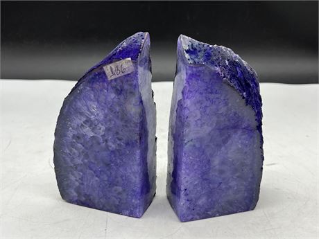 PAIR OF AGATE BOOK ENDS (6”)