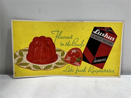 1930s CANADIAN STREET CAR ADVERTISING SIGN SHIRIFFS JELLY (21”x11”)