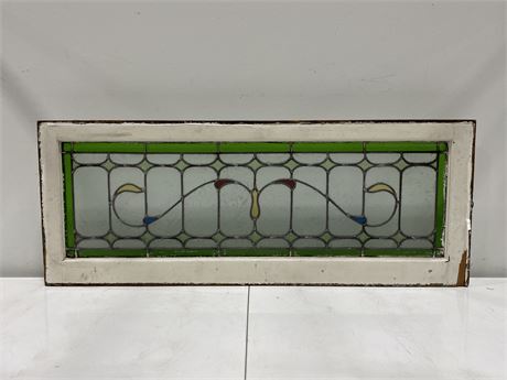 VINTAGE STAINED GLASS WINDOW 46”x18”