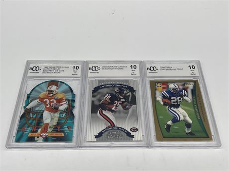 (3) BCCG GRADED 10 FOOTBALL CARDS