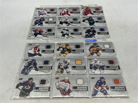 18 ROOKIE NHL JERSEY CARDS - INCLUDES STARS