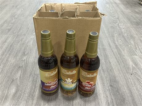6 NEW BOTTLES OF SUGAR FREE GOURMET SYRUP (3 FLAVOURS / 2 OF EACH)