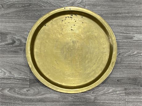 VINTAGE HEAVY CHINESE BRASS TRAY (17”)