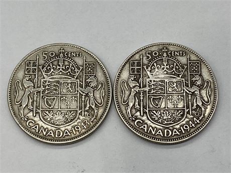 1943 + 1944 50 CENT COINS