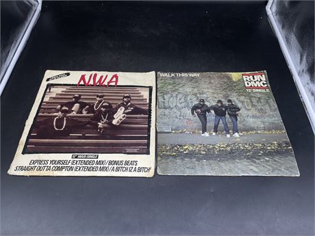 N.W.A + RUN DMC - COVERS POOR CONDITION - RECORDS GOOD CONDITION