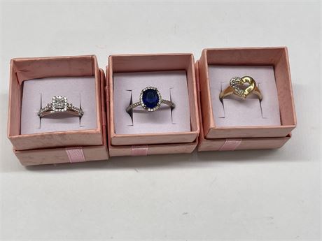 3 925 STERLING SILVER RINGS SIZES 7-9.5