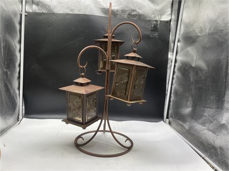 METAL & GLASS HANGING CANDLE HOLDERS (24”)