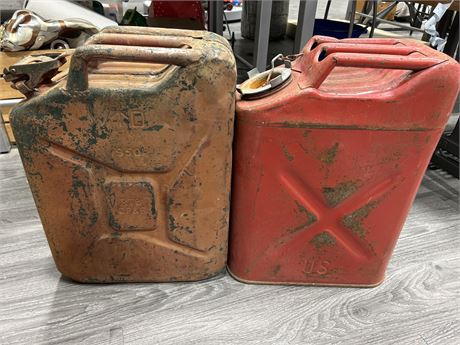 2 VINTAGE GAS CANS