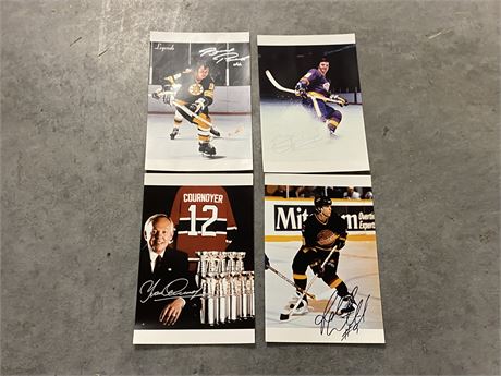 4 SIGNED NHL COLOUR PHOTOS INCLUDING MARCEL DIONNE