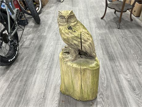 WOOD OWL YARD ART CARVING (29” tall)