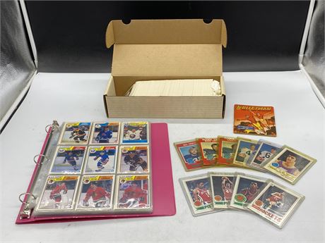 1990 PACIFIC FOOTBALL CARDS, BINDER OF HOCKEY CARDS, 10 CFL CARDS AND COMIC