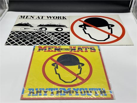 3 MISC. RECORDS - 2 MEN WITHOUT HATS + MEN AT WORK - VG+