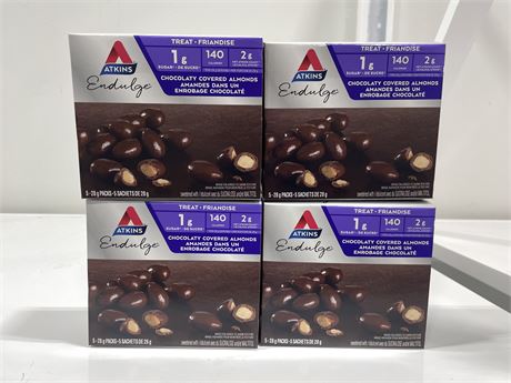 4 BOXES OF CHOCOLATE COVERED ALMONDS
