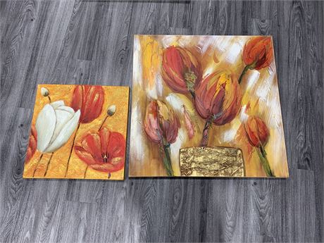 2 CANVAS PAINTINGS (smallest is 19.5x19.5”)