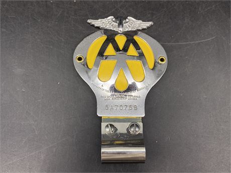 1950s AA INSURANCE WINGED WHEEL LICENSE PLATE TOPPER
