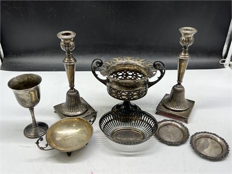 ANTIQUE SILVER PLATED ITEMS - 1 MARKED .900 SILVER