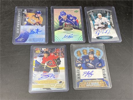 5 AUTOGRAPHED ROOKIE CARDS