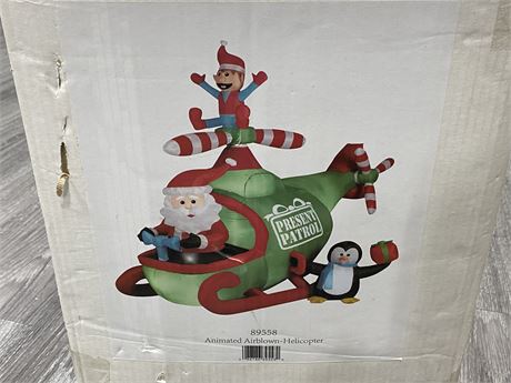 ANIMATED SANTA HELICOPTER YARD BLOW UP (5ft)