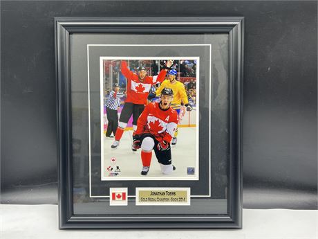 JONATHAN TOEWS 8”x10” FRAMED / MATTED W/ PIN & PLATE 2014 OLYMPICS