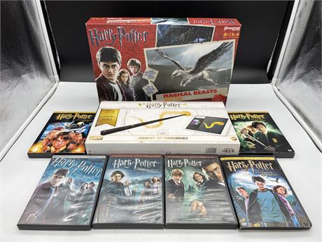 HARRY POTTER CODING KIT & MAGICAL BEASTS BOARD GAME & 6 DVD’S
