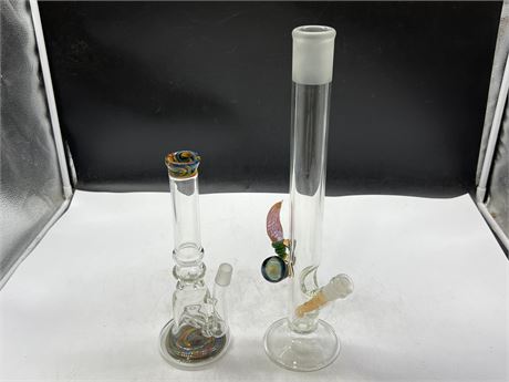 2 GLASS BONGS - LIKE NEW (No stems) TALLEST IS 16”