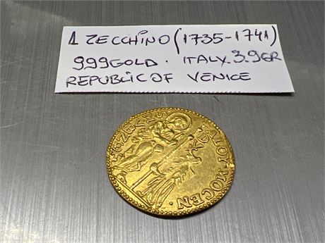 3.9 GRAMS 999 FINE GOLD - ANTIQUE REPUBLIC OF VENICE COIN