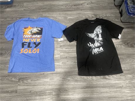 2 LARGE STAR WARS T-SHIRTS (NEW WITH TAGS)