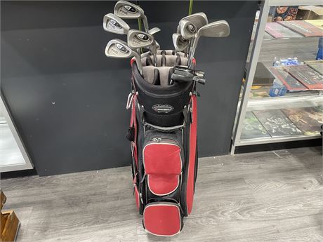 SET OF PING GOLF CLUBS WITH ROSSA PUTTER IN ADAMSGOLF BAG