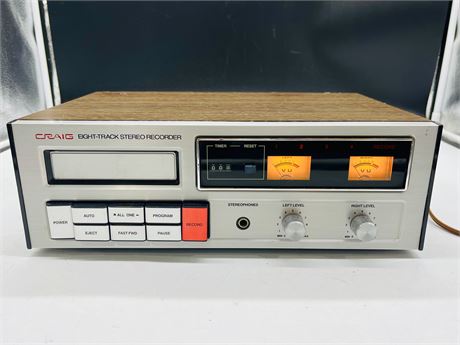 CRAIG H260 8 TRACK STEREO CASSETTE TAPE PLAYER/RECORDER (WORKING)