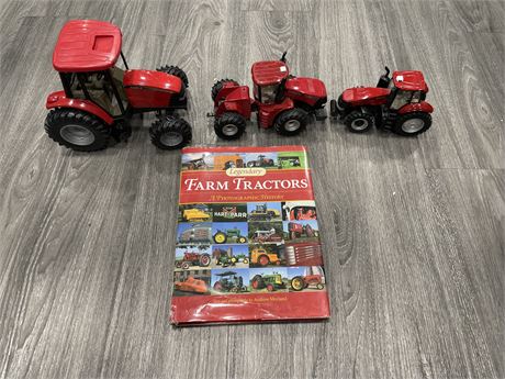 LOT OF 3 CASE III TRACTORS & TRUCKS + FARM TRACTORS BOOK