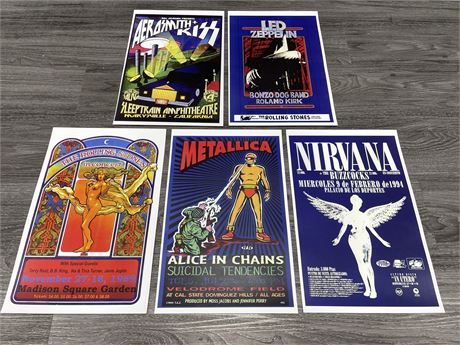 5 MISC. ROCK POSTERS 11x17