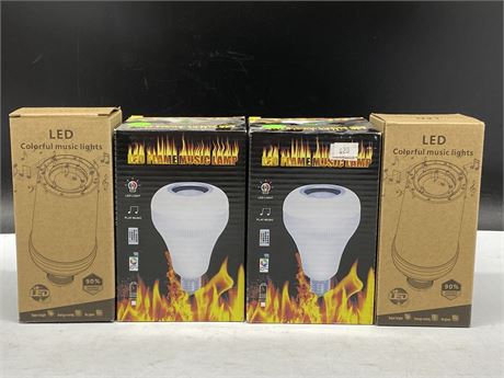 2 LED FLAME MUSIC LAMP FOR LIGHT SOCKET + 2 COLOURFUL MUSIC LAMP FOR LIGHT